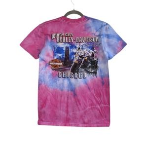 Harley Davidson Chicago Tie Dye Double Sided Pocket Small Vintage Style Biker